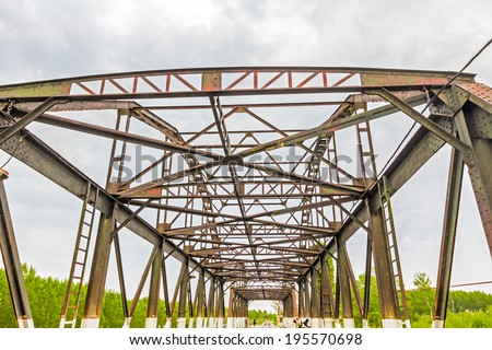 Driving on the Bridge, Orlovat, Serbia. This steel truss bridge built in the 1920s is on the National Register of Historic Places.