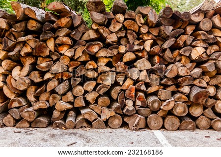 Logs of wood stacked and ready for selling or other usage