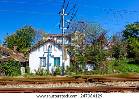 Rail way line, in the Europe rural landscape.