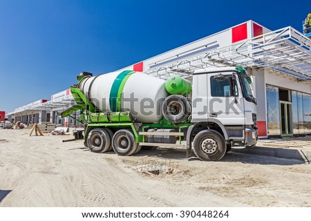 Mixer truck is transport cement to the casting place on building site.