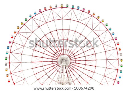 colorful large ferris wheel isolated on white background