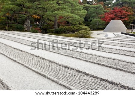 Ginshadan sand pattern representing the sea, Ginkakuji zen garden, Kyoto, Japan
