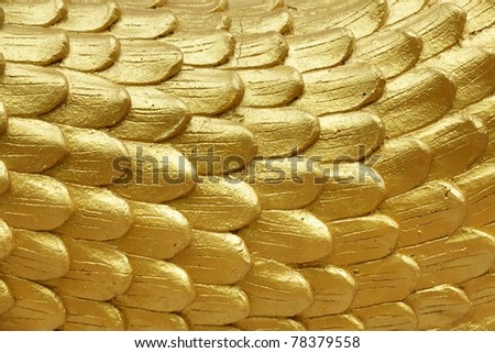 detail of religious golden scales pattern, Thailand