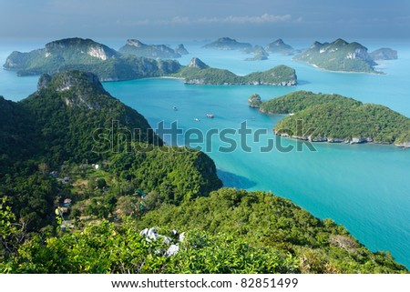panoramic view of ko angthong tropical marine park in Thailand