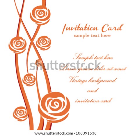 Romantic invitation card with rose flower. Rose illustration, with white background