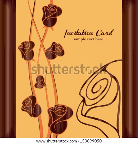 Retro invitation card with rose flower. Rose illustration, with white background