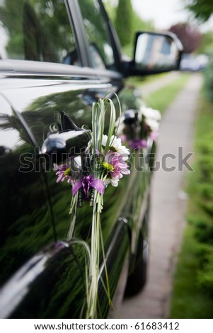 stock photo wedding car decoration