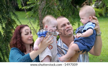 Family with twin baby boys