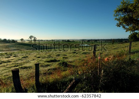 A morning landscape just after sunrise in rural Queensland, Australia.