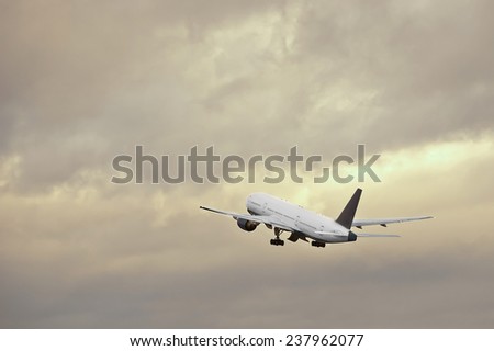 The plane on takeoff. Empty for placing a logo or advertising.