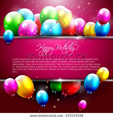 Luxury Birthday Background With Colorful Balloons And Copyspace
