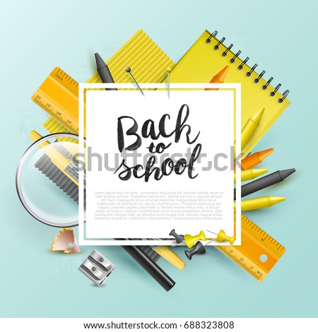 Modern design template with school accessories and 