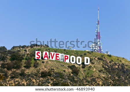 LOS ANGELES - FEB 17: Activists who covered the famous HOLLYWOOD sign with a \