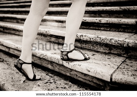 Walking up steps, Spanish Steps, Rome, Italy