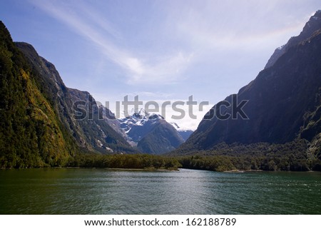 Milford Sound from a boat, New Zealand