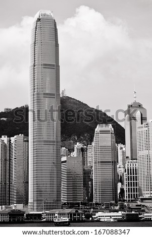 HONG KONG - SEPTEMBER 02: International Finance Centre with city skyline on September 02, 2013 in Hong Kong, China. It is the 2nd in Hong Kong, 4th in China and 8th tallest building in the world.