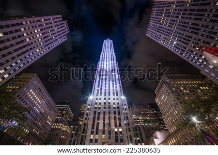 NEW YORK - OCTOBER 17: Rockefeller Center on October 17, 2014 in New York, NY. Built in 1939 it\'s known for it\'s 360 degree observation deck On Top of the Rock.