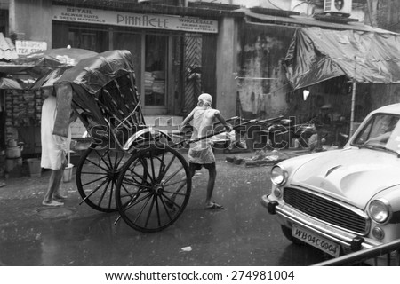 NEW DELHI, INDIA - JULY 15: Street after the monsoon. Monsoon rains are common during the rainy season in India on July 15, 2013 in Mumbai, India.