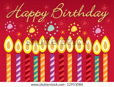 Vector Birthday Greeting Card With Candles - 12953086 :