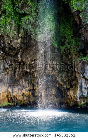 Freshwater Waterfall falling into Aegean Sea, Oludeniz, Turkey/Waterfall/Waterfall