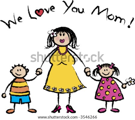 i love you mom clipart. stock vector : WE LOVE YOU MOM