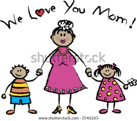 in love with you cartoons. stock vector : WE LOVE YOU MOM