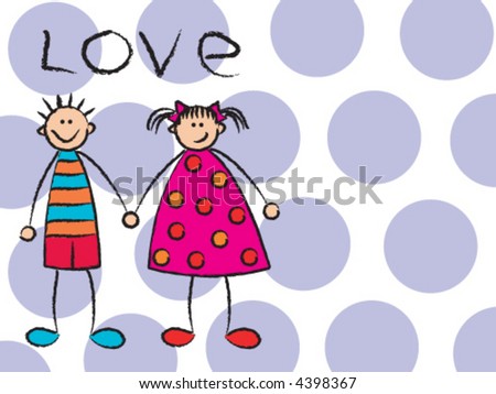 Cartoon Girl And Boy Love. stock vector : oy + girl