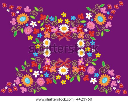 spring flowers purple (vector) - illustrated frame for weddings, valentines, birthdays