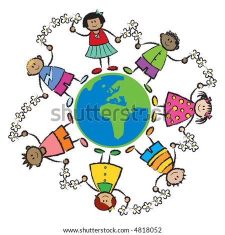 stock photo : friends around the world AFRICA and EUROPE (raster ...