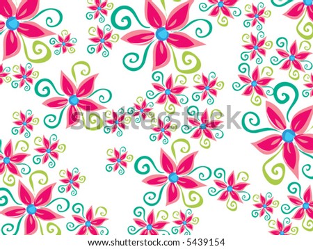 stock vector funky groovy daisy flower pattern on white vector 