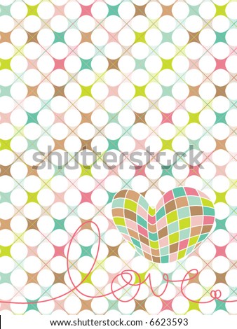 love heart vector. stock vector : retro pastel mosaic love heart (vector)