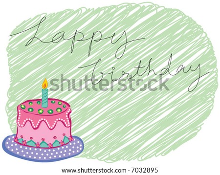 cartoon happy birthday cake greeting