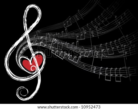 i love music logo. stock vector : treble love and