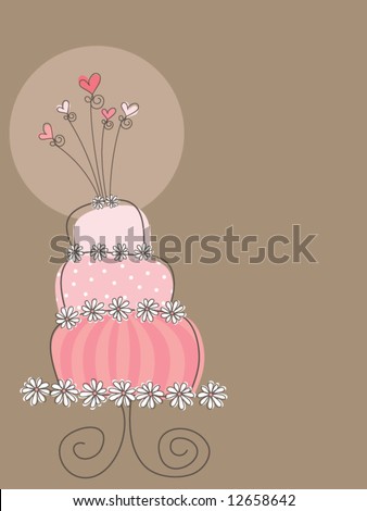 stock vector sweet pink wedding cake vector illustration