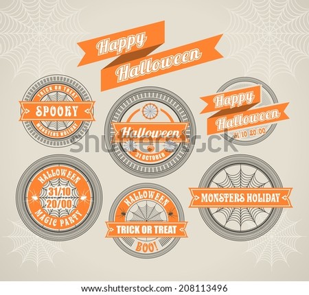 set of calligraphic elements festive stickers and posters for a holiday Halloween
