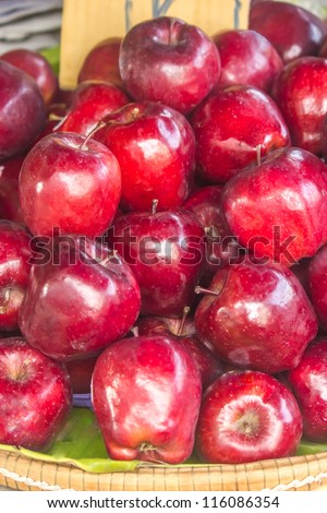 Apple : Scientific name: Malus domestica  fruits in the Rosaceae family,  Originated in Iran today. Then distribution to the Caucasus and the river Tigris - Euphrates. .
