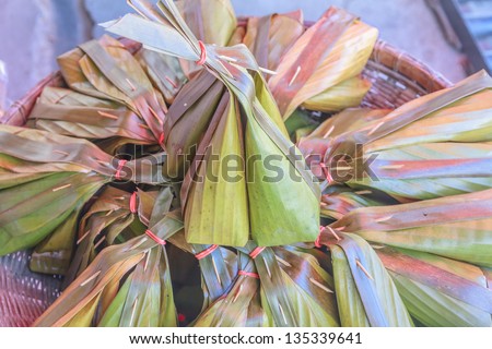 Sweets wrapped in banana leaves.