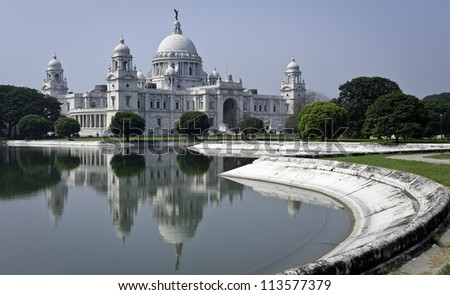 Victoria Memorial, Kolkata, India. A memorial built during the British Raj.