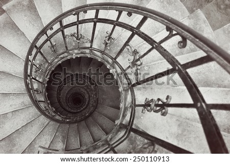 The Spiral stairs St.Stephen\'s Basilica. Budapest, Hungary