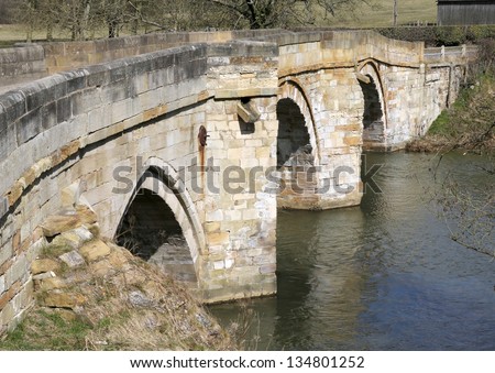 Old Bridge over The River Derwent, Kirkham Abbey, Yorkshire, England
