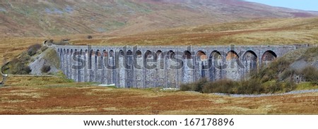 Ribblehead Viaduct on The Settle to Carlisle railway, Yorkshire Dales. Yorkshire. England.