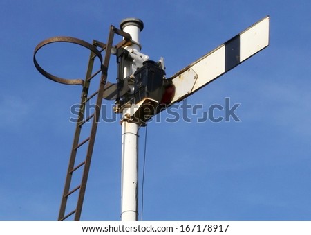 Historic semaphore railway signal on the Settle to Carlisle Railway, UK.