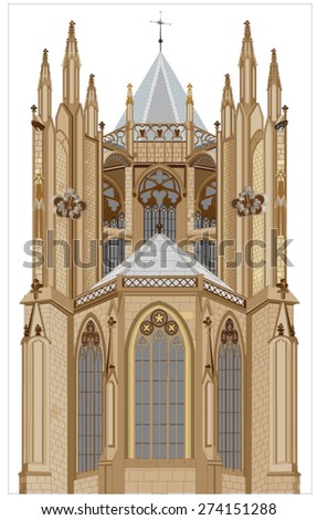 Gothic cathedral completed in the 14th century - the eastern part of the outer supporting system with supporting arches, pillars reinforcing the building with chapel