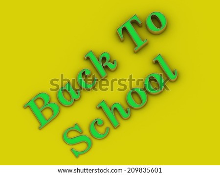 Back to School - inscription of golden letters on yellow contrasting background