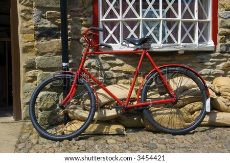  Fashioned Bikes on Old Fashioned Red Bicycle 2nd World War Era Stock Photo 3454421