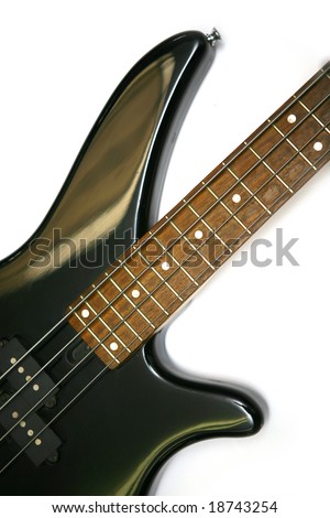 Detail Of An Electric bass Guitar With four Strings