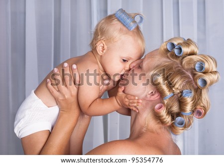 Happy mom with daughter