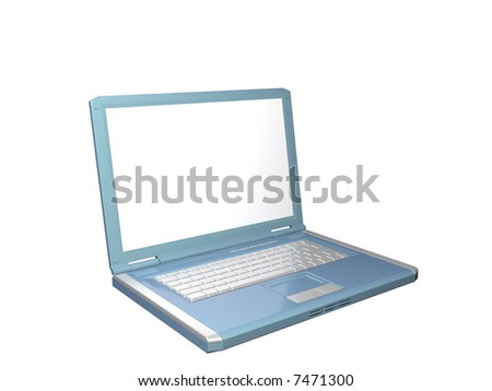 blank screen laptop. stock photo : blue laptop with lank white screen