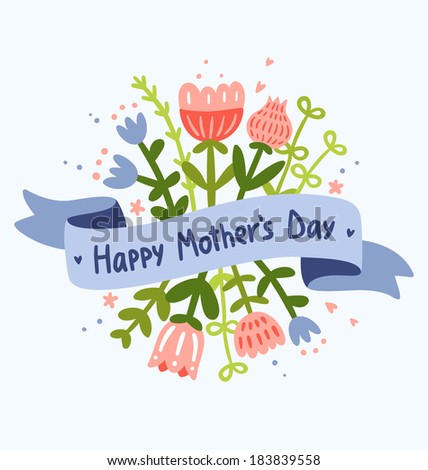 Decorative floral composition with ribbon for text Decorative floral composition with ribbon for text