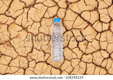 drinking water bottle on arid background